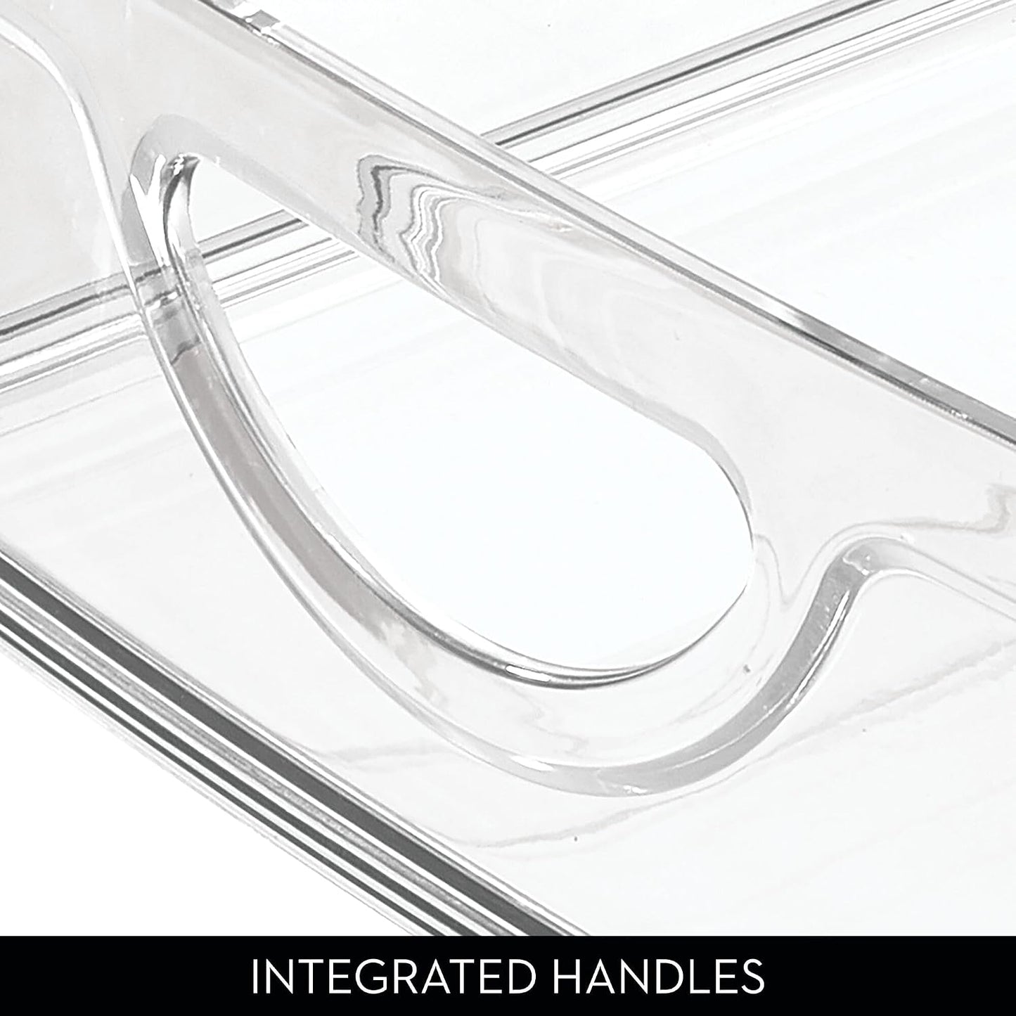 iDesign Plastic Stackable Pantry Bin - Storage Bin with Handles for Cabinets or Fridge - Set of 2 - Clear
