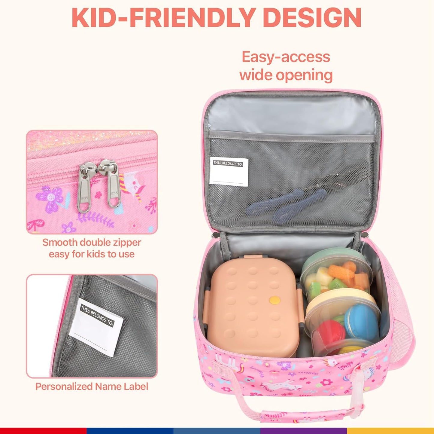 Bagseri Kids Lunch Bag Boys - Thermal Insulated Lunch Box Tote with Water Bottle Holder, Reusable Leak-Proof Kids Lunch Box for Daycare & School, Black Dinosaur (Containers Not Included)