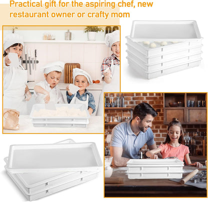 4 Pcs Pizza Dough Proofing Containers Stackable Proofing Box with Lids