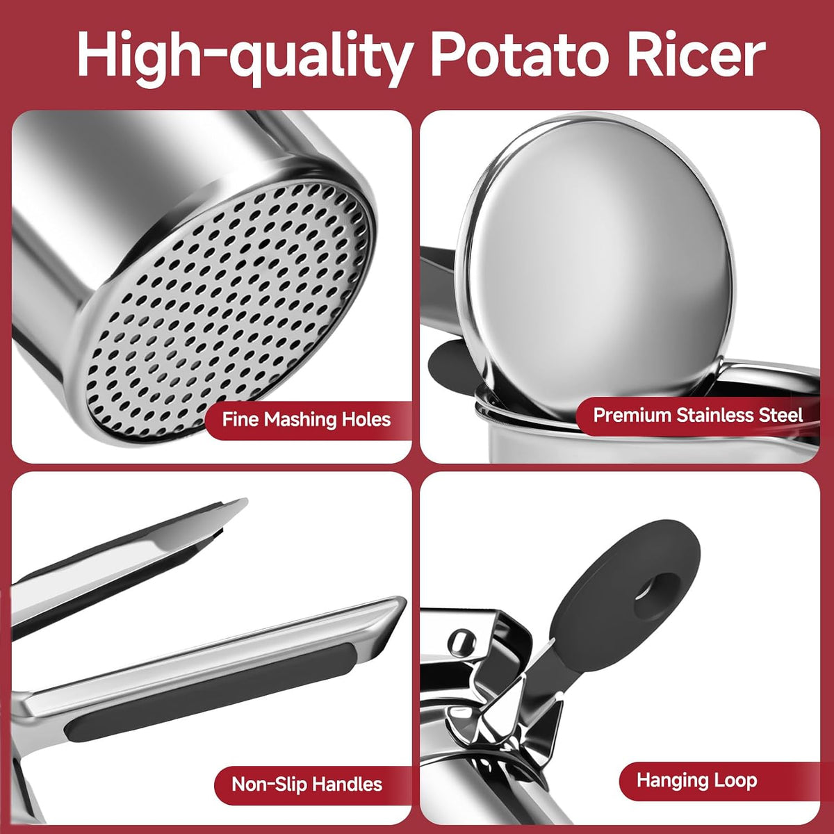 Potato Ricer for Mashed Potatoes-Stainless Steel 15oz