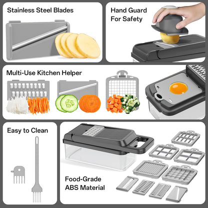 HomeHacks Veggie Chopper Vegetable Cutter, 12 in 1 Kitchen Gadget, Green