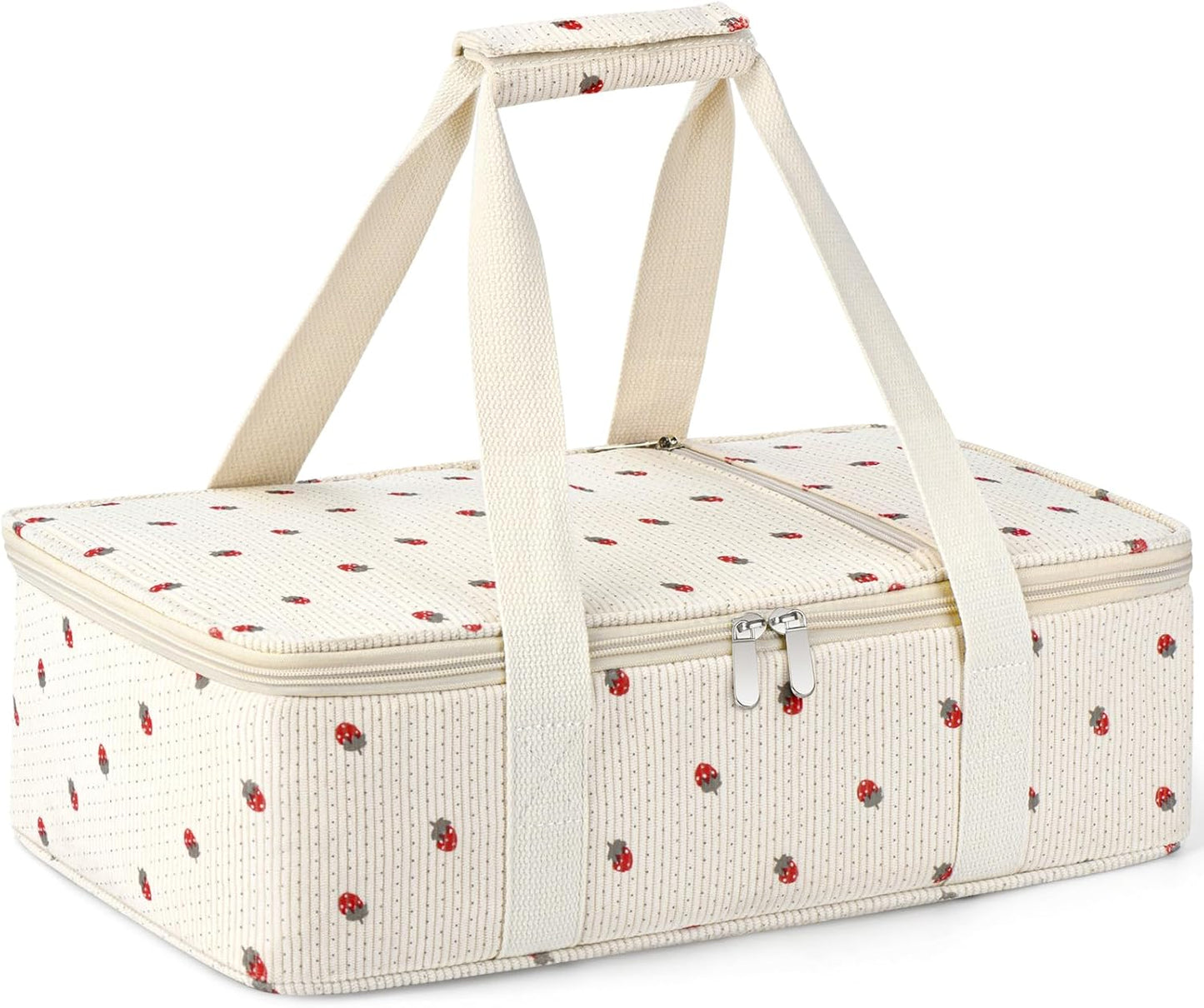 Insulated Casserole Carrier for Hot or Cold Food,Pie Carrier Bag Lunch Tote for Potluck Parties/Picnic/Cookouts, Fits 9"x13" Baking Dish,Grey