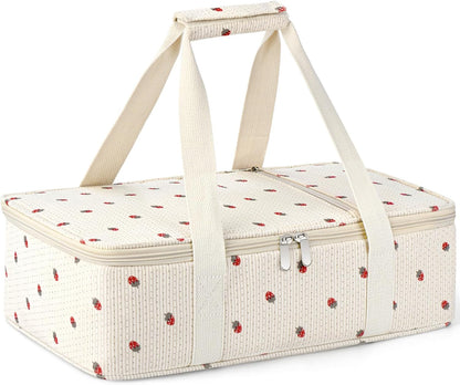 Insulated Casserole Carrier for Hot or Cold Food,Pie Carrier Bag Lunch Tote for Potluck Parties/Picnic/Cookouts, Fits 9"x13" Baking Dish,Grey