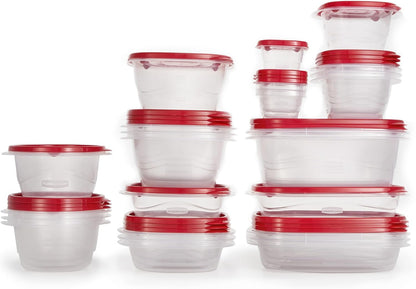 Rubbermaid 50-Piece Food Storage Containers Set with Lids, Teal Splash – Perfect for Lunch, Meal Prep, Leftovers & More – Top Rack Dishwasher Safe, BPA-Free Plastic