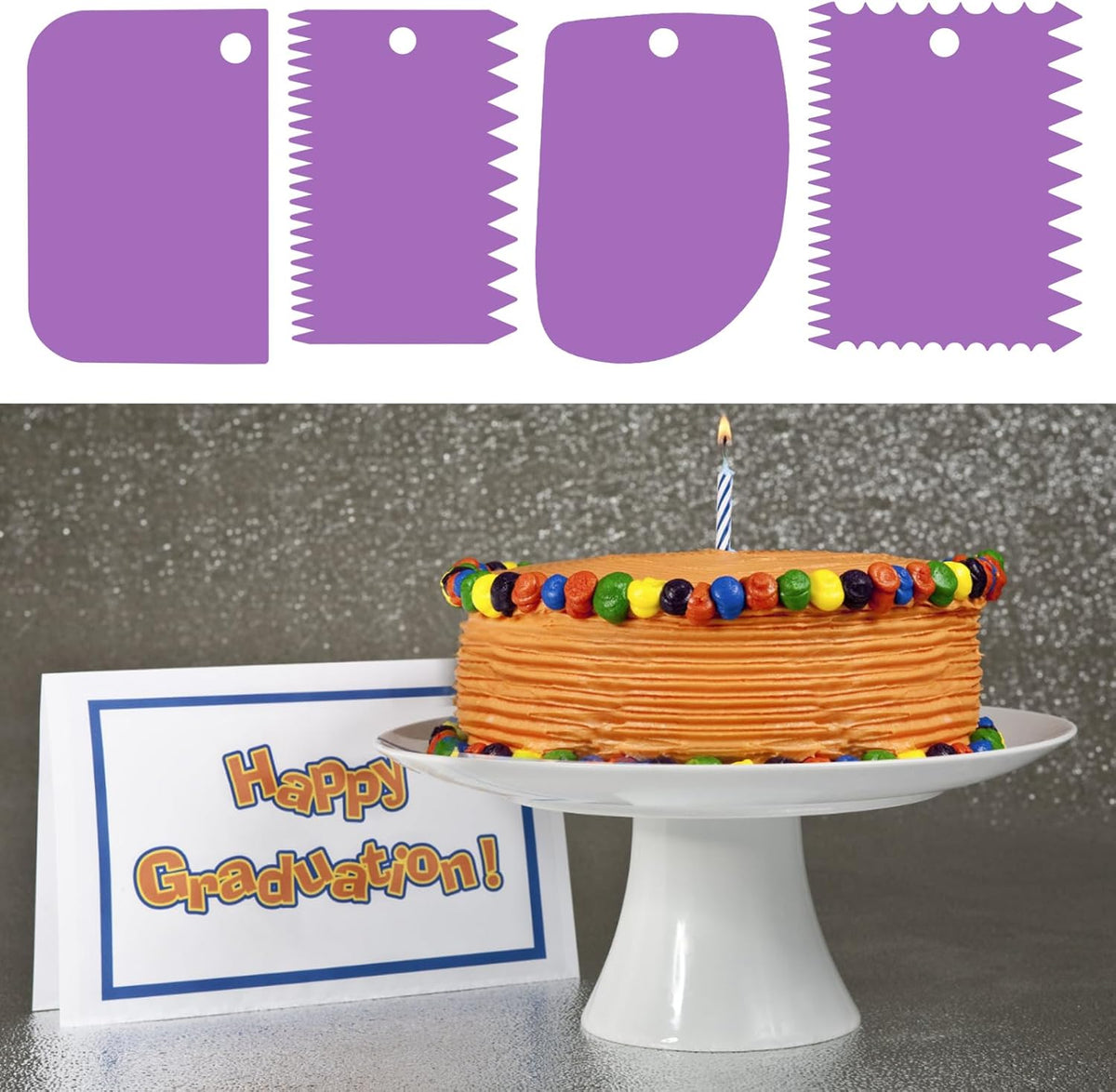 Cake Scraper, 6 Pcs Cake Smoother Scraper, Dough Scraper Blue