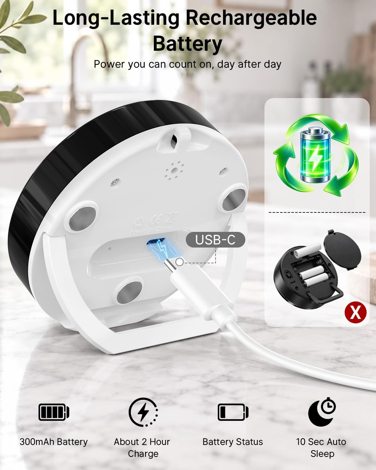 Digital Magnetic Kitchen Timer for Cooking, Rechargeable, Loud Alarm