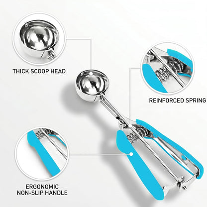 Ice Cream Scoop, 18/8 Stainless Steel Cookie Scoop, Cookie Scoops for Baking, 2 Tbsp/ 30 ml/ 1 oz Cookie Dough Scoop, Ice Cream Scooper with Trigger Release, Cookie Scooper for Baking