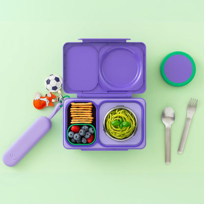 Omie OmieBox Kids Utensils Set with Case - 2 Piece Plastic, Reusable Fork and Spoon Silverware with Pod for Kids (Mint Green)