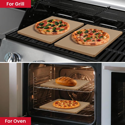 Unicook Pizza Stone for Oven Grill, 12" x 11" Rectangular Cordierite Stone