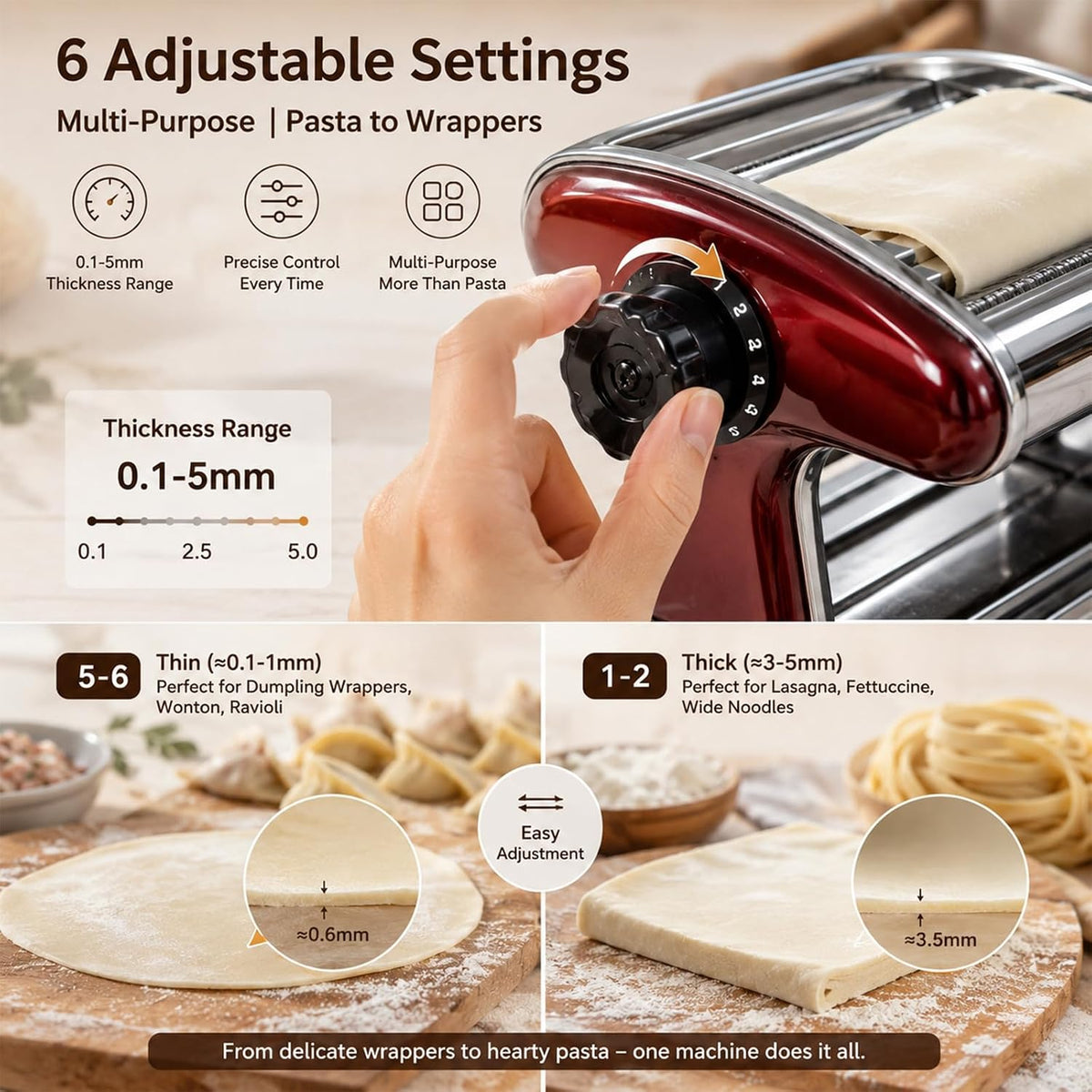 XINGYUEXUAN Pasta Maker Machine, Manual Noodle Maker, 2mm & 4mm Cutters