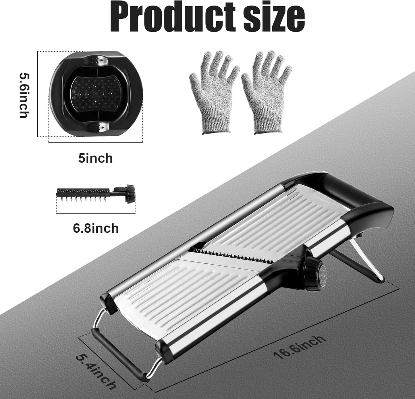 commercial Mandoline Slicer,Stainless Steel Vegetable Slicer,non-slip mandoline slicer for kitchen,Keto,Potato,cucumber,4 Blades & Cut-Resistant Gloves