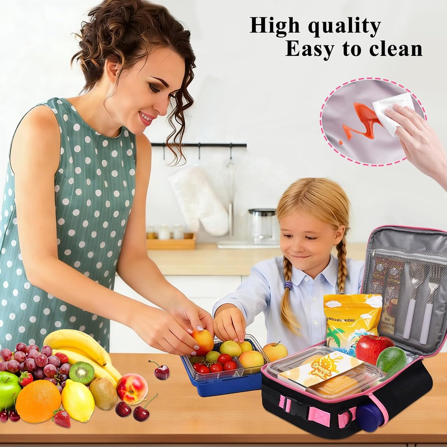 Lunch Box for Women Girls Adult Teens Kids Lunch Bag School Work Picnic Meal Food Container Carrier Purse Cooler,Insulated Lunch Tote with Handheld Shoulder Strap Water Bottle Holder Purple A