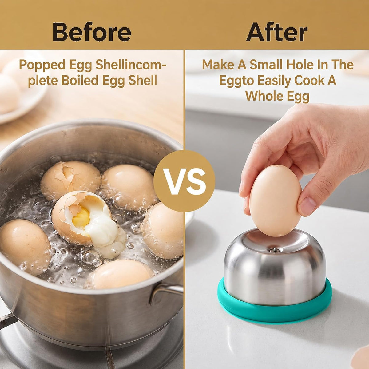 2PCS Stainless Steel Egg Piercer Tool for Raw Eggs(Blue+black)