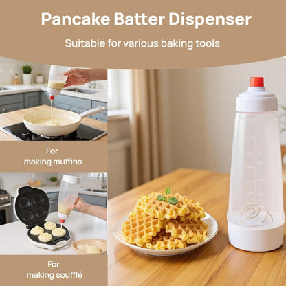Pancake Batter Dispenser Bottle with Blender Balls, 33 Oz