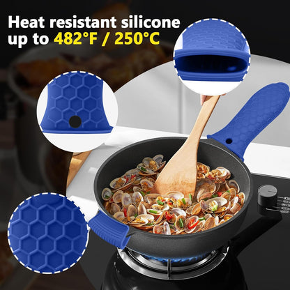 Bonsicoky 4 Pieces Silicone Hot Handle Holder Sleeve Set - Non-Slip, Heat Resistant Covers for Cast Iron Cookware - Perfect for Frying Pans, Casseroles, and Large Pots - Red