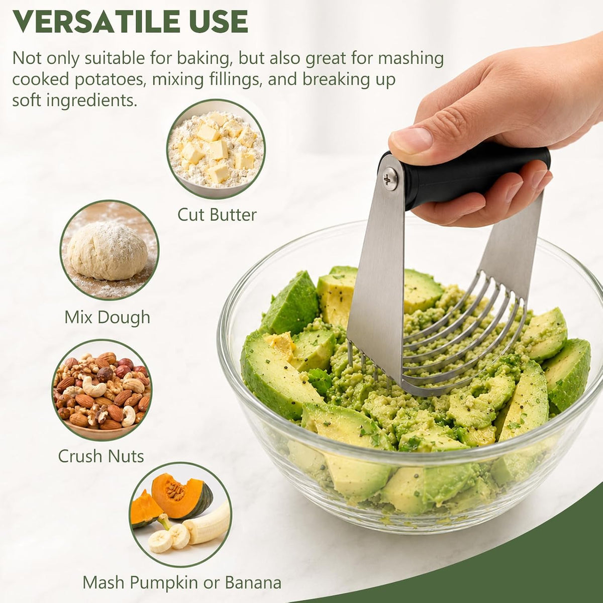 Stainless Steel Pastry Dough Blender and Cutter, Heavy-Duty Baking Mixer Tool with Sharp Durable Blades