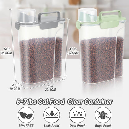 LEAWALK 5-7Lbs Dog Cat Food Storage Container with Upgraded Large Nozzle BPA-free, 4 Snap Seals Plastic Pet Food Storage Containers with Handles are Easy to Clean and Carry