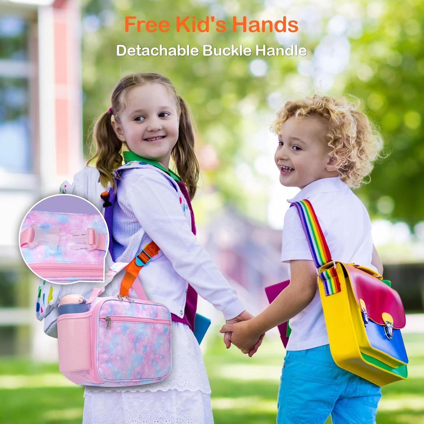 Bagseri Kids Lunch Bag Boys - Thermal Insulated Lunch Box Tote with Water Bottle Holder, Reusable Leak-Proof Kids Lunch Box for Daycare & School, Black Dinosaur (Containers Not Included)