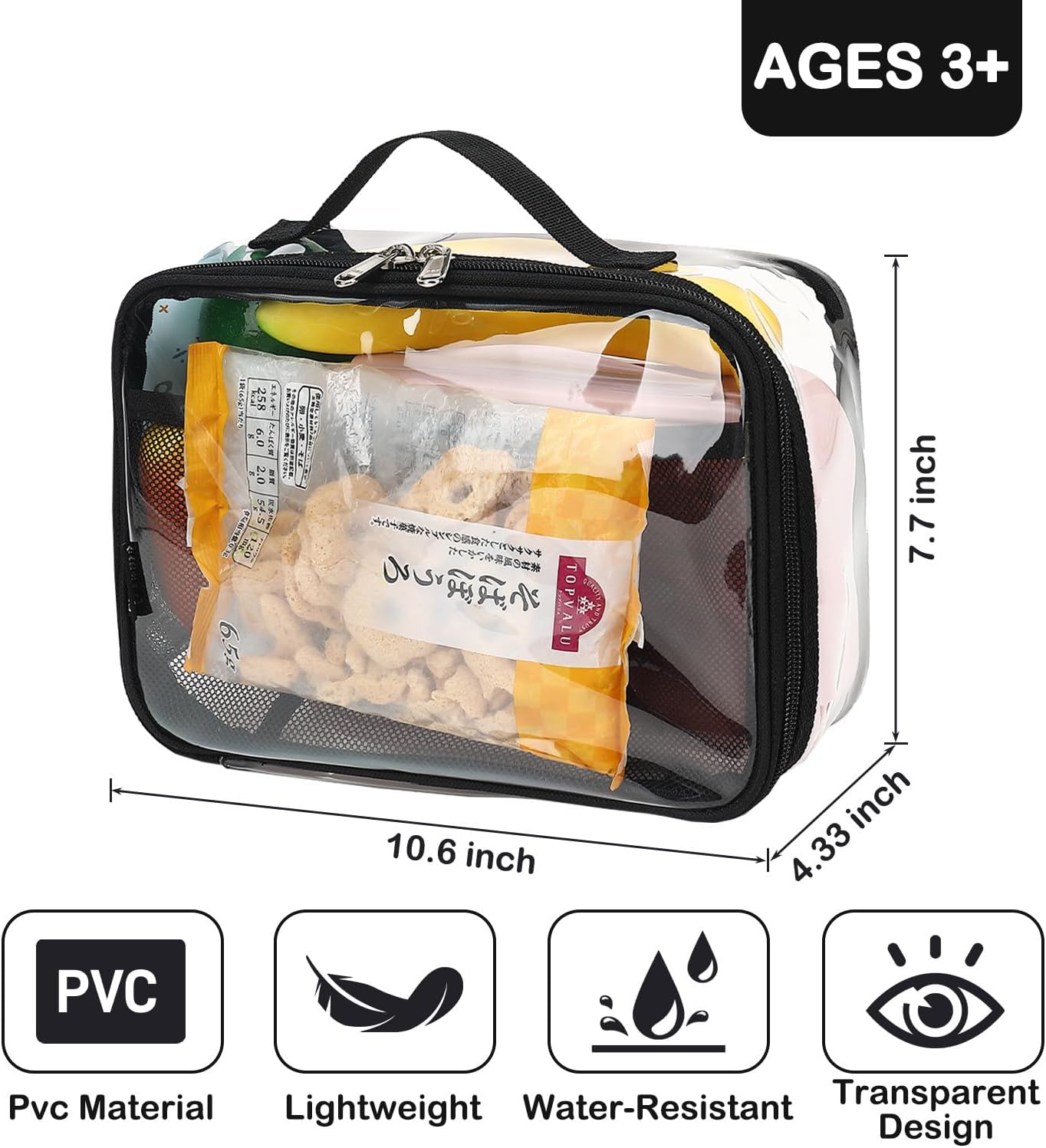 FlowFly Kids Lunch box Insulated Soft Bag Mini Cooler Back to School Thermal Meal Tote Kit for Girls, Boys, Black