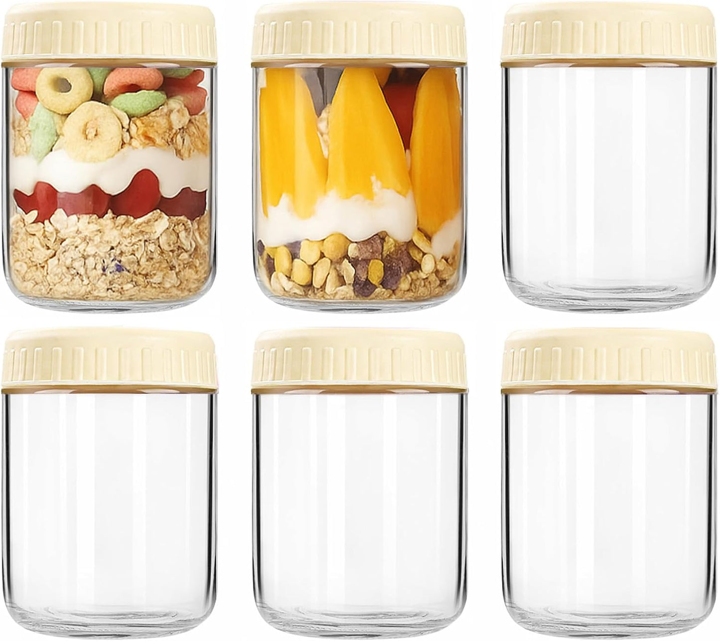 Overnight Oats Containers with Lids, 10oz Wide Mouth Mason Jars with Lids, 9 Pack Glass Jars with Airtight lid for Chia Pudding Yogurt Salad, Meal Prer Oatmeal Jars, Pink