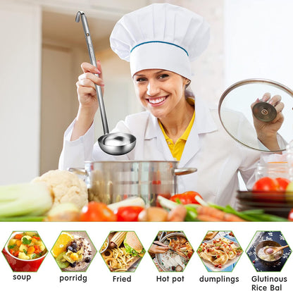 meekoo Stainless Steel Ladles Soup with Long Handle, 6oz