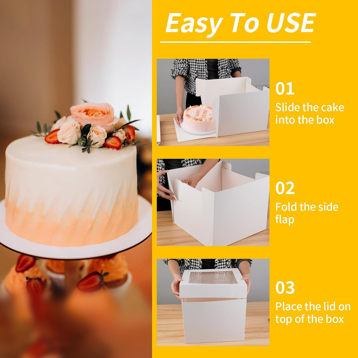 WINKIO Cake Boxes 12 inch, Cake Carrier Holder, Storage Transport Container
