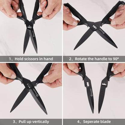 Sunnecko Heavy Duty Kitchen Scissors - Stainless Steel Kitchen Shears, Ultra Sharp Micro Serrated Poultry Shears, Cooking Scissors for Meat, Dishwasher Safe