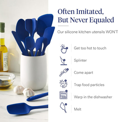 GIR 5-Piece Silicone Kitchen Utensils Set, Non-Toxic Cooking Utensils for Cooking and Baking, Heat Resistant, Food Grade, Dishwasher Safe Rubber Spatula, Ladle, Spoon - Charcoal