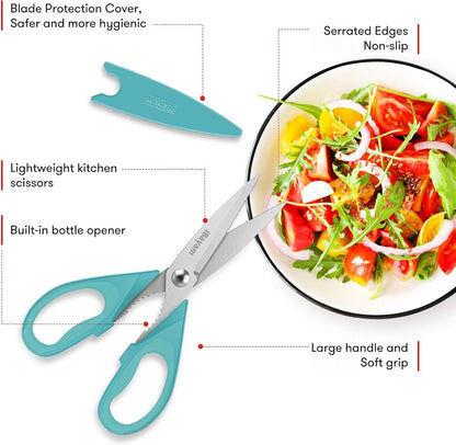 iBayam 2 Pack All Purpose Kitchen Shears Heavy Duty - Stainless Steel Kitchen Scissors With Protective Sheath, Soft Comfort-Grip Handle, Food & Meat Scissors, Home, Kitchen, Dining Utility Gadgets