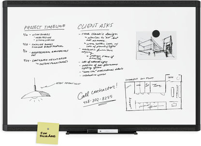 U Brands Framed Magnetic Weekly Calendar Dry Erase White Board, Office Supplies, Black Frame, with Marker, Magnet, 11” x 18”