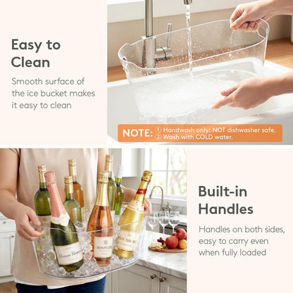 Lifewit 11.5L Ice Bucket for Parties, Large Plastic Drink Cooler for Champagne Wine, Beer, Clear Beverage Tub for Mimosa & Cocktail Bar, Portable Chiller for Party Hosting & Serving