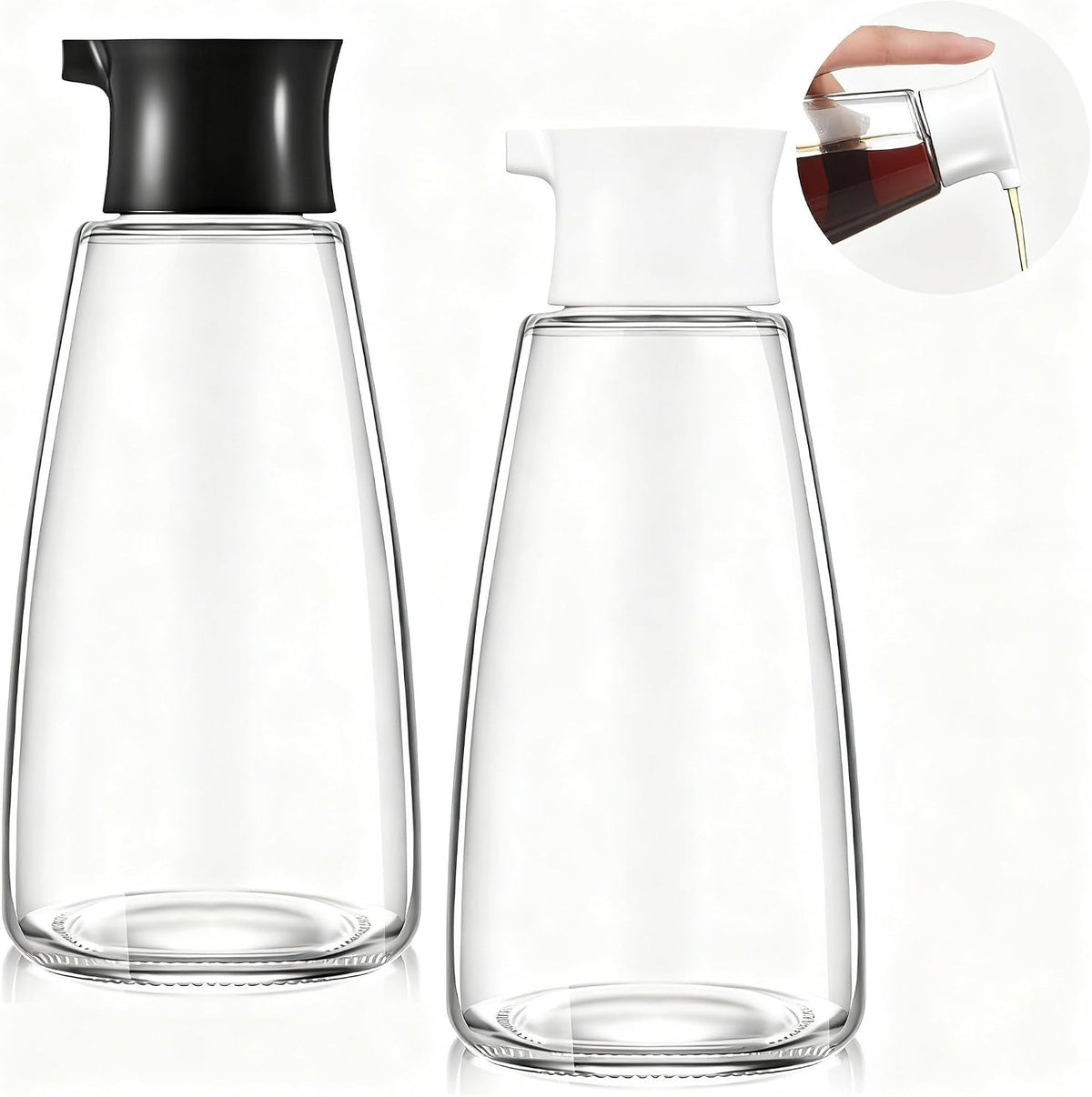 Glass Soy Sauce Dispenser Bottles, 9.6 oz Oil Cruet, Black