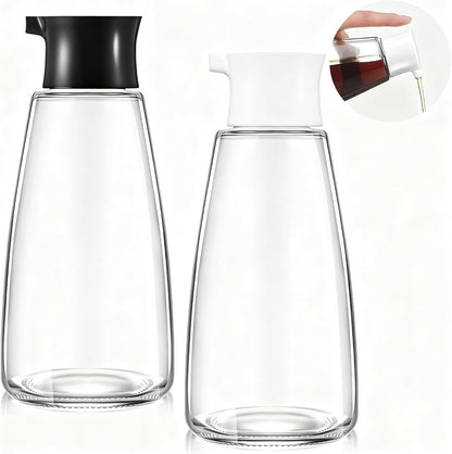 Glass Soy Sauce Dispenser Bottles, 9.6 oz Oil Cruet, Black