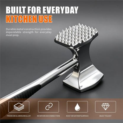 Meat Tenderizer Hammer, Dual-Sided Aluminum Alloy Mallet, Balanced Weight