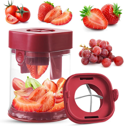 Small Fruit Cutter for Grape, Strawberry, Cherry Tomato (Red)