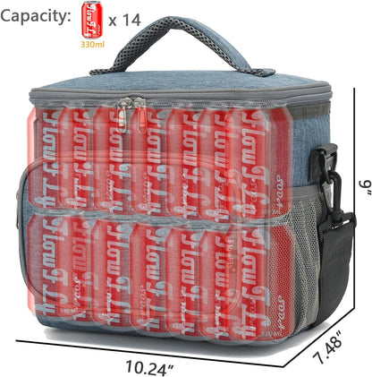 FlowFly Insulated Reusable Lunch Bag Adult Large Lunch Box for Women and Men with Adjustable Shoulder Strap,Front Zipper Pocket and Dual Large Mesh Side Pockets,Cherry - Colors A