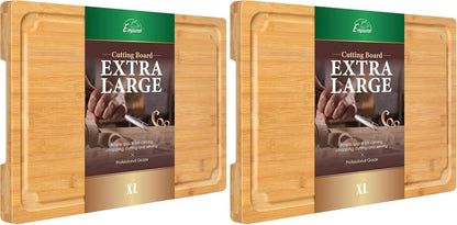 Extra Large Cutting Board, 17.6" Bamboo Cutting Boards for Kitchen with Juice Groove and Handles Kitchen Chopping Board for Meat Cheese board Heavy Duty Serving Tray, XL, Empune