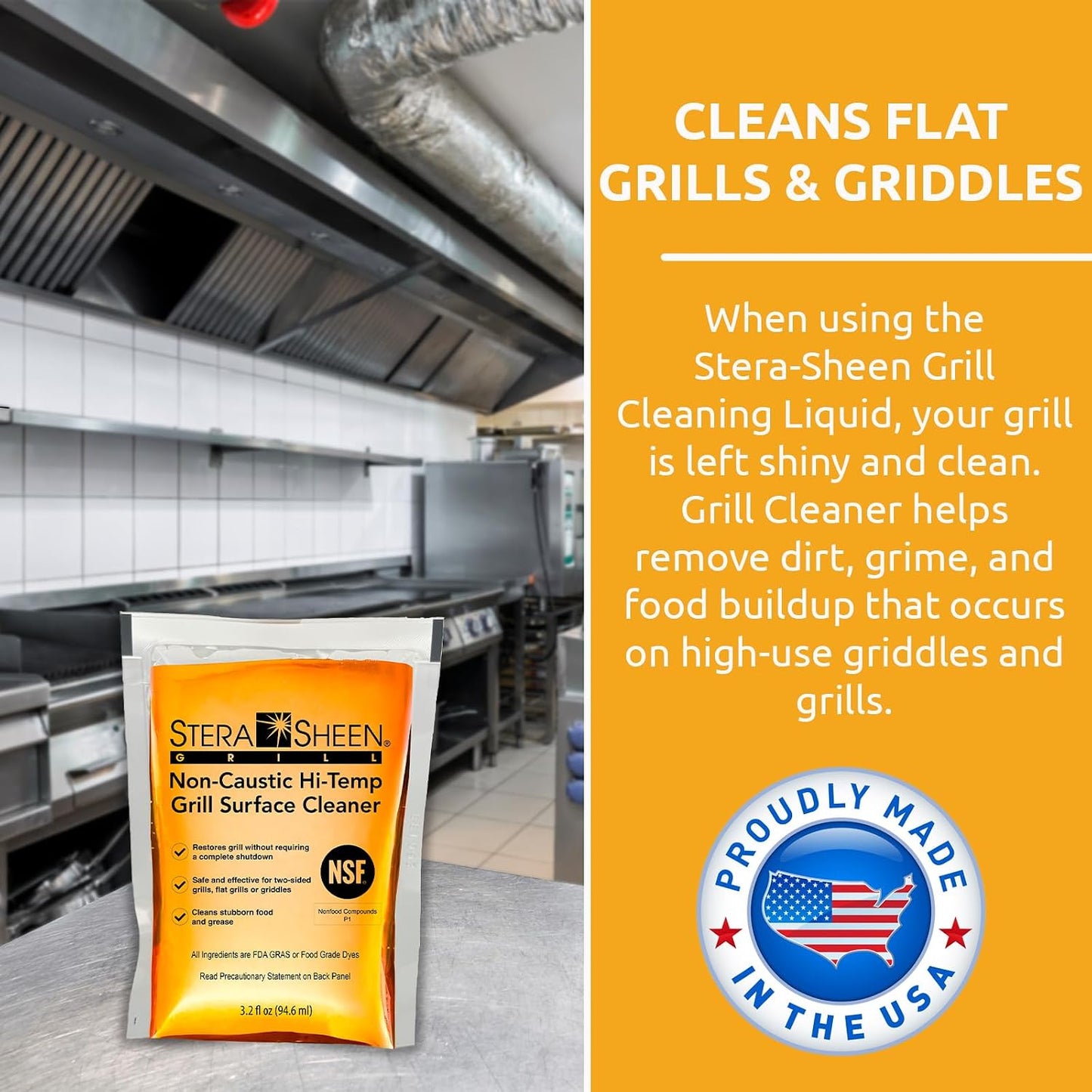Stera Sheen - Grill Cleaner - Food Safe, Non-Caustic Formula - Restaurant & Cafe Quality Cleaner for Flat Top Grills and Griddles - Eliminate Tough Encrusted Grease - 32 fl oz Bottle (1 count)