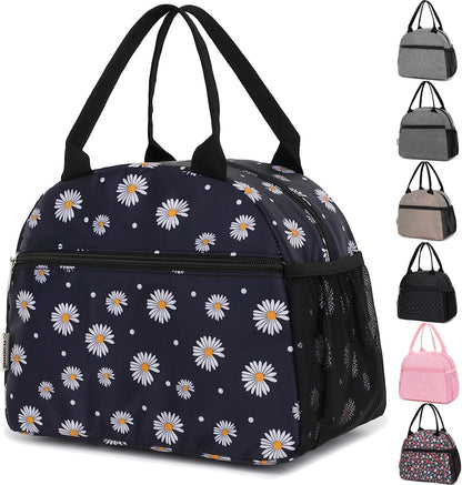 GYEUKHAM Lunch Bag Women, Lunch Box for Adult Men Kids Girls, Small Cute Lunchbox Tote Large Capacity Insulated Lunch Container Cooler for Work School Picnic Travel, Black White Stripes