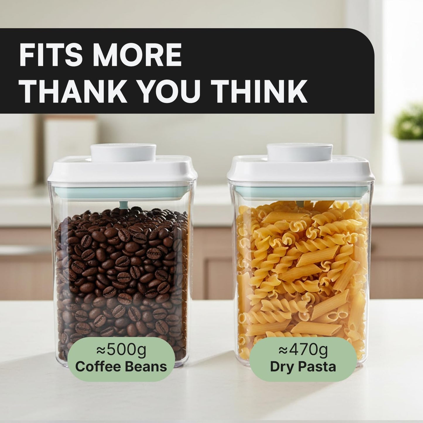 Bop Top Airtight Food Storage Containers with Lid 2 Cups / 16 oz | Kitchen Canister Sets | Air Tight Pantry Container | Pop Top Dry Food Storage Containers for Snacks, Sugar, Flour, Baking, Pasta