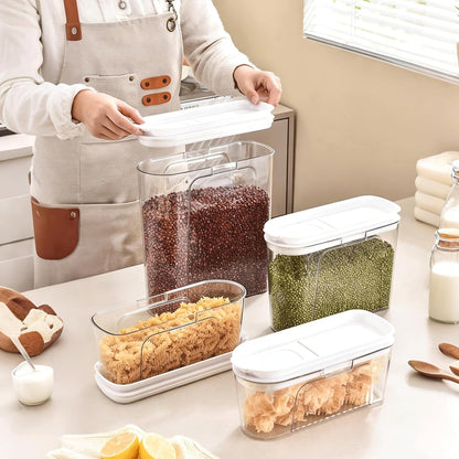 Cereal Storage Containers Sets,BPA Free with Pouring Spout Handle Airtight Food Storage Dispenser with lids For Rice Flour Pasta Grain, Pet Food Storage Container (37.2 oz + 77.7 oz (2 of Each))