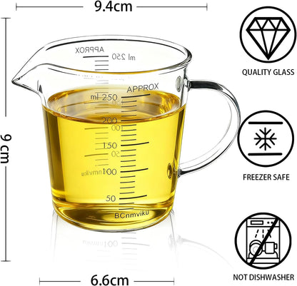 Glass Measuring Cup,Liquid Measuring Cups with 3 Scale(700ml,24oz,3cups) for Kitchen,Restaurant Baking,Cooking,Prepping