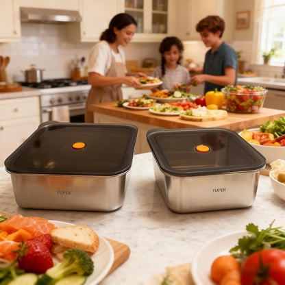 YUPER Stainless Steel Food Storage Containers, Large Meal Prep Container Sets with Lids, BPA Free, Leak Proof & Airtight, Microwave, Dishwasher, Fridge, Freezer & Oven Safe, 3 Pack (84+125+162OZ)