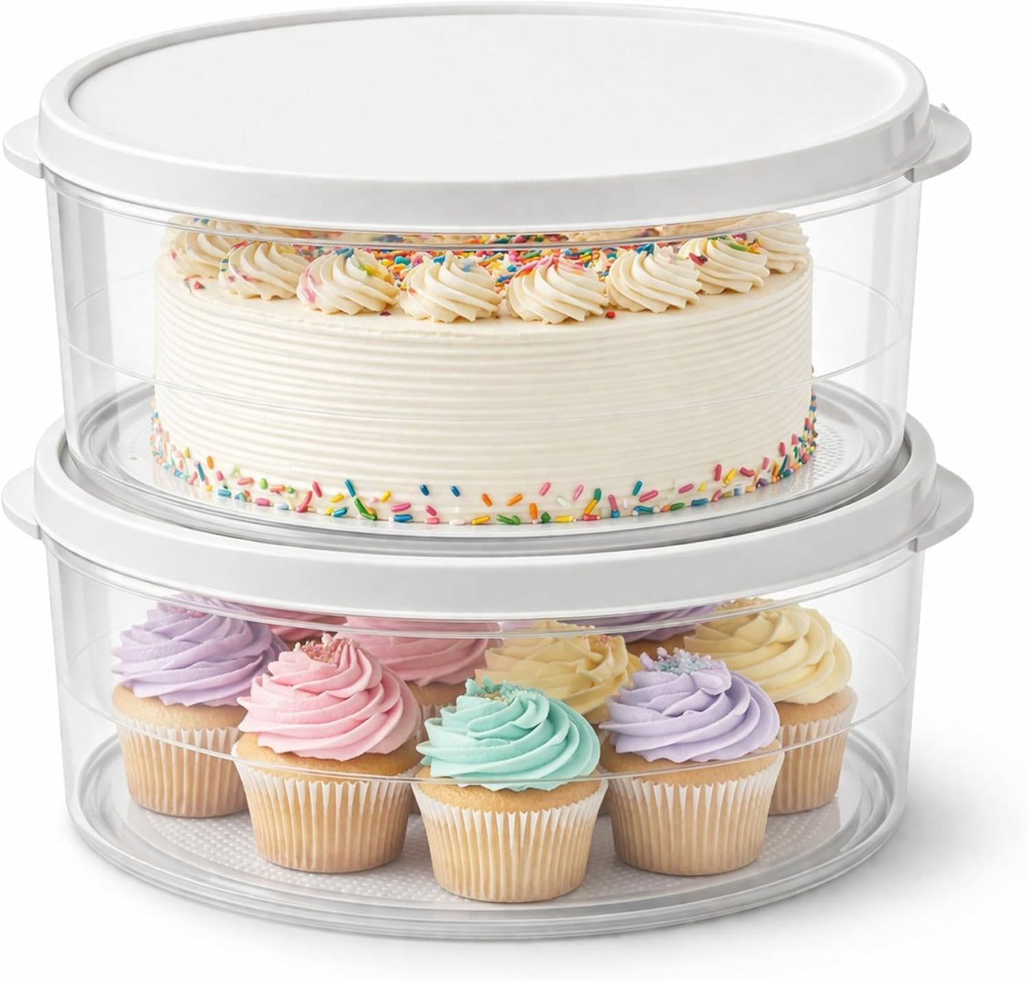 Evelots 2-Pack 10-Inch Airtight Food Storage Container with Lid - Portable Carrier for Pies, Cakes, Cupcakes & More - BPA-Free Clear Plastic - Secure & Easy Transport