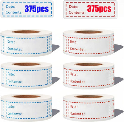 250Pcs Removable Freezer Labels,1 x 3 Inch Food Stickers for Food Containers Food Date Labels Refrigerator Food Storage Stickers Easy Clean No Residue, 2 Colors