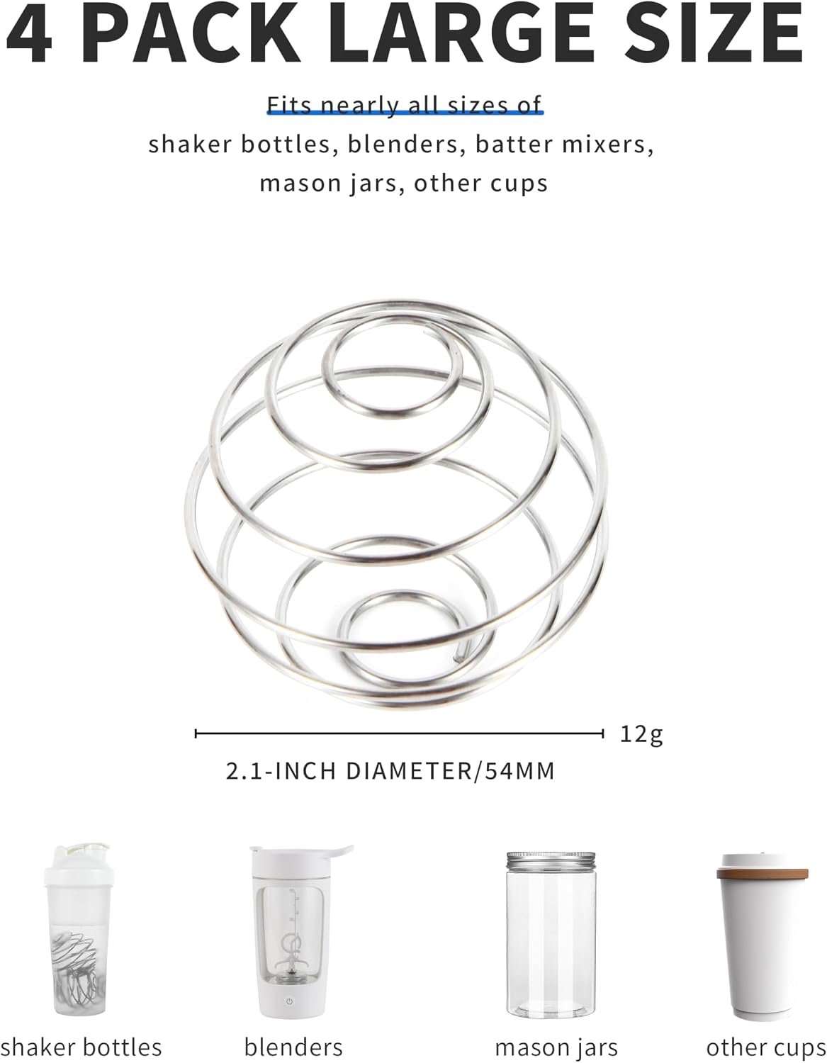 2.1-Inch Large Size Shaker Balls for Protein Shakes,Milkshake and Salad Dressing,304 Stainless Steel Shaker Ball