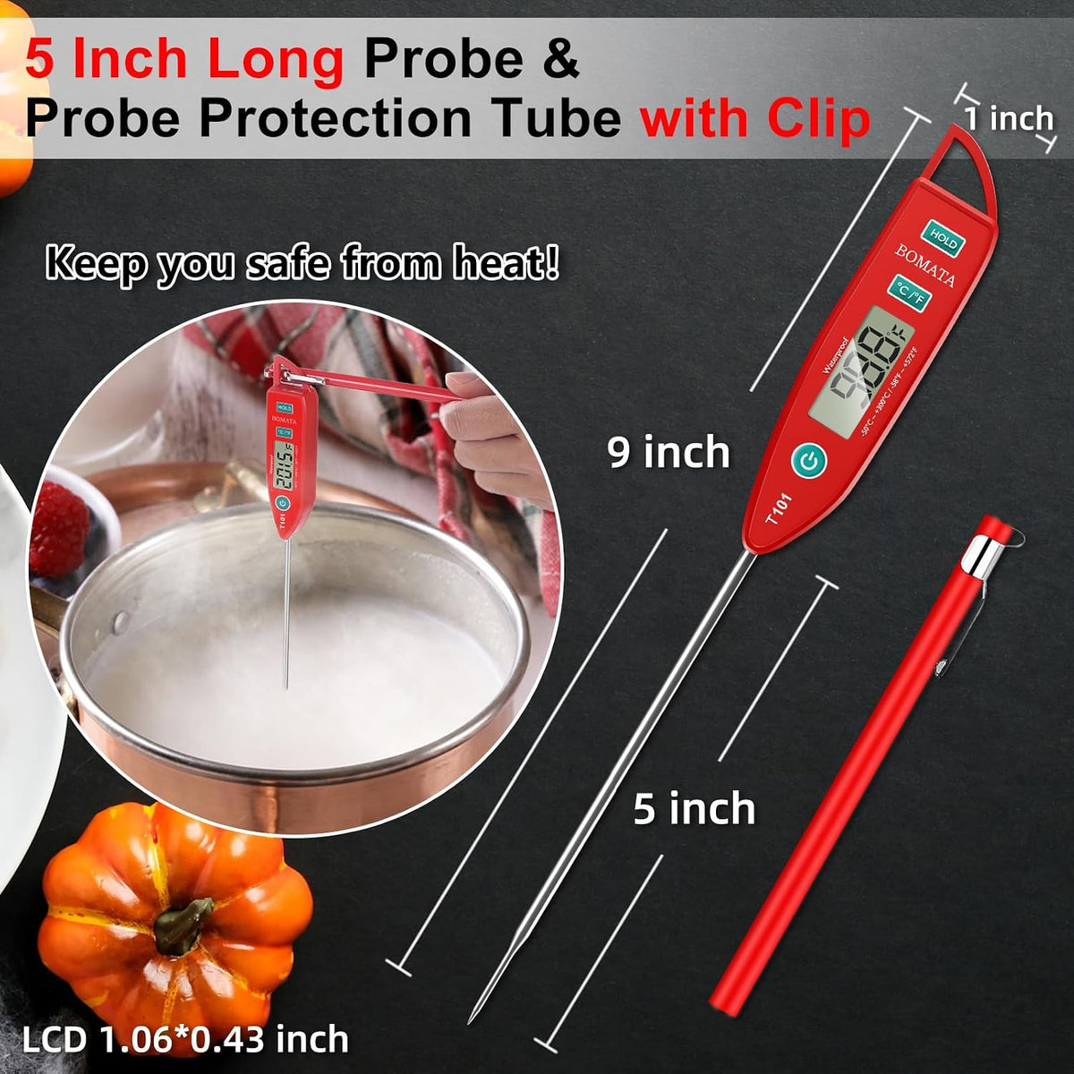 BOMATA Waterproof IPX7 Meat Thermometer, Food Thermometer