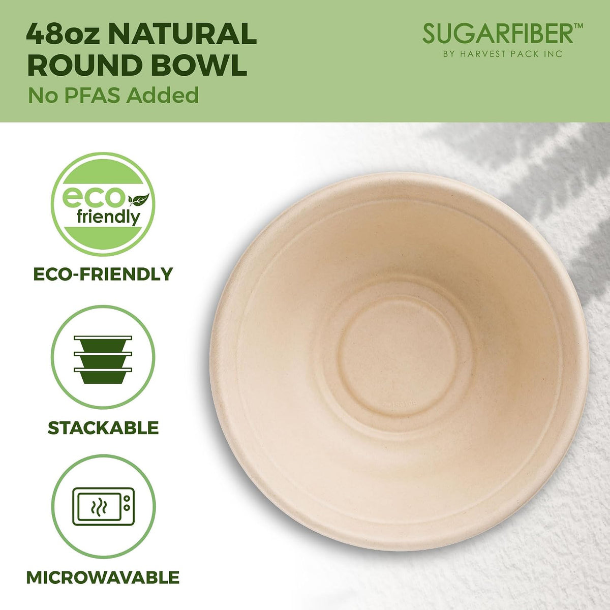 32oz Compostable Paper Bowls Disposable Round Natural Soup Bowls, 50 Count