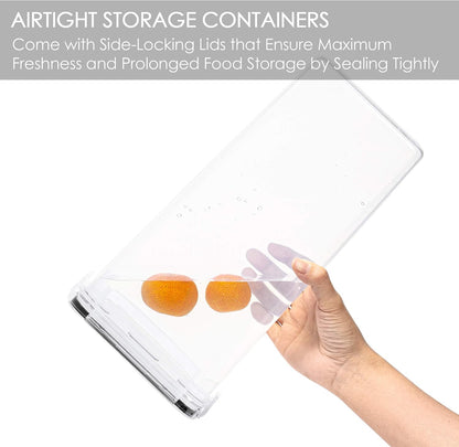 Vtopmart Airtight Food Storage Containers with Lids, 4 PCS 2.8L Pasta Containers for Pantry Organization and Storage, BPA Free Kitchen Canisters for Spaghetti, Flour, Sugar and Noodles, Black