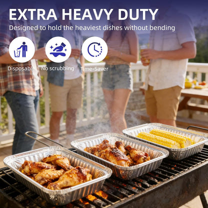 9x13 Aluminum Foil Pans with Lids (25 Pack) - Half Size Disposable Baking Pans, Takeout Container, Leak-Proof Aluminum Trays for Cooking, Baking, Meal Prep, Storage - Oven, Freezer, Grill Safe